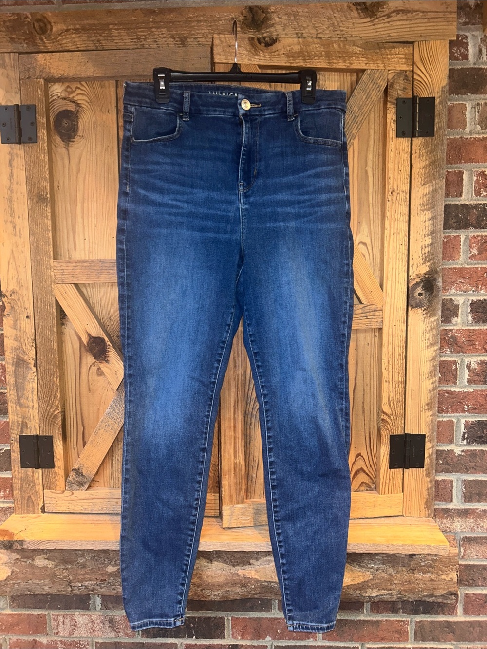 American Eagle Stretch High-Rise Skinny Jeans in Dark Blue SZ 14-long